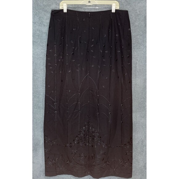 Talbots Womens Skirt 14 Black Wool Maxi Embroidered Lined Gothic Cottagecore - Picture 11 of 12